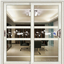 Aluminium Double Tempered  Glass Sliding Kitchen Door Design